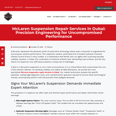 Screenshot of https://metamechanics.ae/mclaren-suspension-repair-services-in-dubai-precision-engineering-for-uncompromised-performance/