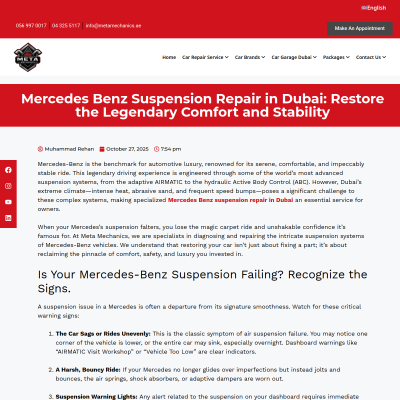Screenshot of https://metamechanics.ae/mercedes-benz-suspension-repair-in-dubai-restore-the-legendary-comfort-and-stability/
