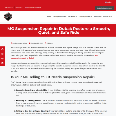 Screenshot of https://metamechanics.ae/mg-suspension-repair-in-dubai-restore-a-smooth-quiet-and-safe-ride/