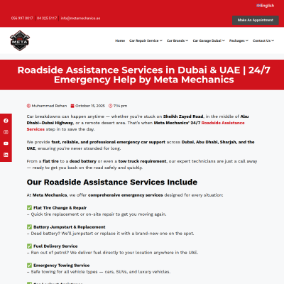 Screenshot of https://metamechanics.ae/roadside-assistance-services-in-dubai-uae-24-7-emergency-help-by-meta-mechanics/
