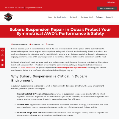 Screenshot of https://metamechanics.ae/subaru-suspension-repair-in-dubai-protect-your-symmetrical-awds-performance-safety/