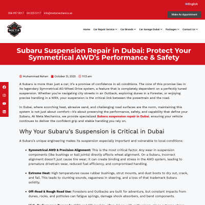 Screenshot of https://metamechanics.ae/subaru-suspension-repair-in-dubai-protect-your-symmetrical-awds-performance/