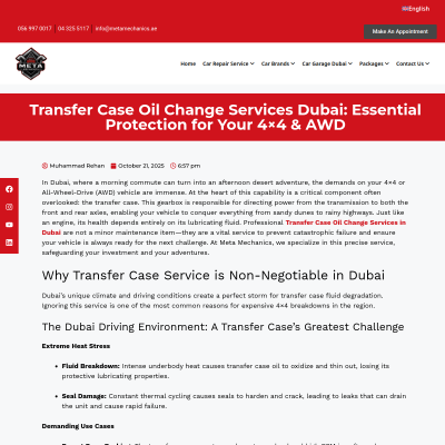 Screenshot of https://metamechanics.ae/transfer-case-oil-change-services-dubai-essential-protection-for-your-4x4-awd/