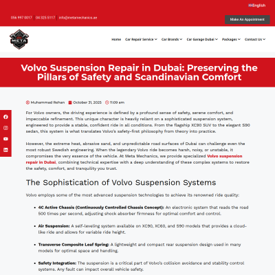 Screenshot of https://metamechanics.ae/volvo-suspension-repair-in-dubai-preserving-the-pillars-of-safety-and-scandinavian-comfort/