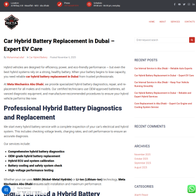Screenshot of https://metamechanicsabudhabi.com/car-hybrid-battery-replacement-in-dubai-expert-ev-care/