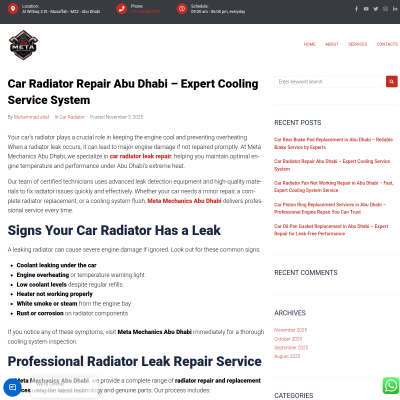 Screenshot of https://metamechanicsabudhabi.com/car-radiator-leak-repair-in-abu-dhabi-expert-cooling-service-system/