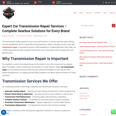 Screenshot of https://metamechanicsabudhabi.com/expert-car-transmission-repair-services-complete-gearbox-solutions-for-every-brand/
