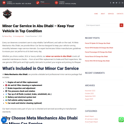 Screenshot of https://metamechanicsabudhabi.com/minor-car-service-in-abu-dhabi-keep-your-vehicle-in-top-condition/