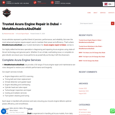 Screenshot of https://metamechanicsabudhabi.com/trusted-acura-engine-repair-in-dubai-metamechanicsabudhabi/