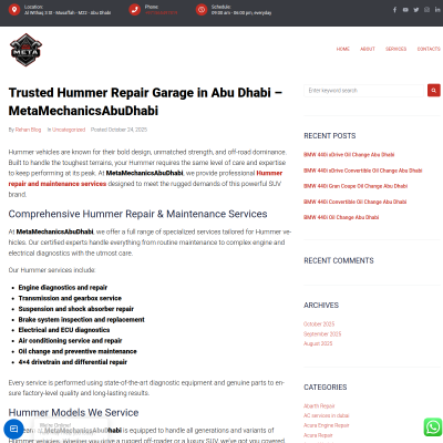Screenshot of https://metamechanicsabudhabi.com/trusted-hummer-repair-garage-in-abu-dhabi-metamechanicsabudhabi/