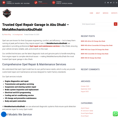 Screenshot of https://metamechanicsabudhabi.com/trusted-opel-repair-garage-in-abu-dhabi-metamechanicsabudhabi/