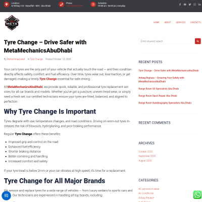 Screenshot of https://metamechanicsabudhabi.com/tyre-change-drive-safer-with-metamechanicsabudhabi/