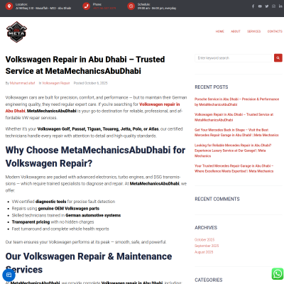 Screenshot of https://metamechanicsabudhabi.com/volkswagen-repair-in-abu-dhabi-trusted-service-at-metamechanicsabudhabi/