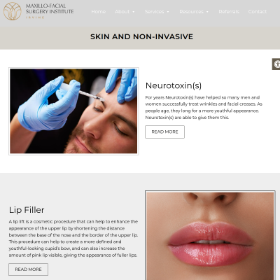 Screenshot of https://msi-i.com/skin-and-non-invasive/