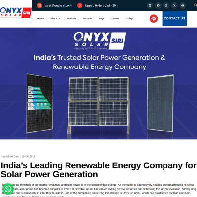 Screenshot of https://onyxsiri.com/indias-leading-renewable-energy-company/