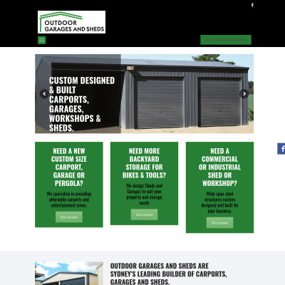 Screenshot of https://outdoorgaragesandsheds.com.au