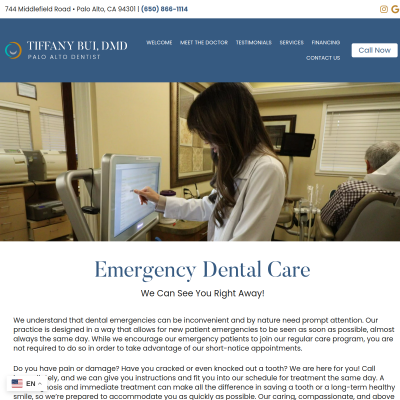 Screenshot of https://paloaltodentist.com/emergency-dental-care/