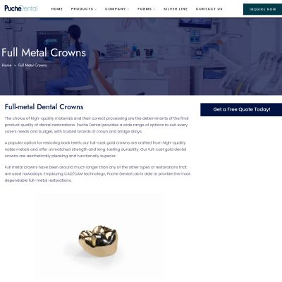 Screenshot of https://puchedentallabs.com/full-metal-crowns/