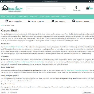 Screenshot of https://shedbaseshop.co.uk/product-category/garden-sheds/
