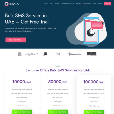 Screenshot of https://smsala.com/bulk-sms-uae/