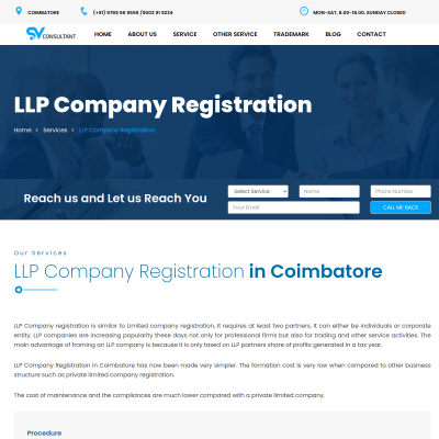 Screenshot of https://sreeversatile.com/llp-company-registration-coimbatore