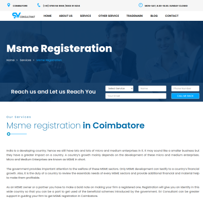 Screenshot of https://sreeversatile.com/msme-registration-in-coimbatore