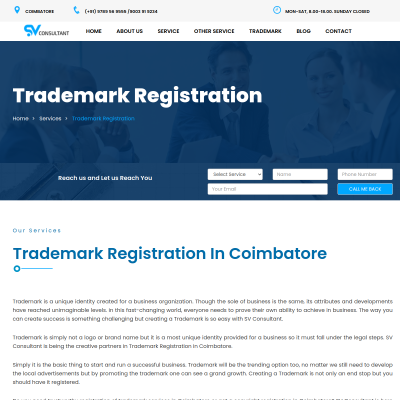 Screenshot of https://sreeversatile.com/trademark-registration-in-coimbatore