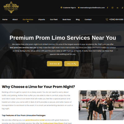 Screenshot of https://unitedlimoinc.com/limo-services/prom-limo-service/
