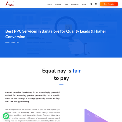 Screenshot of https://www.angikatechnologies.com/ppc-company-bangalore