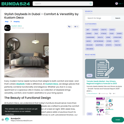 Screenshot of https://www.bundas24.com/blogs/135257/Stylish-Daybeds-in-Dubai-Comfort-Versatility-by-Kustom-Deco