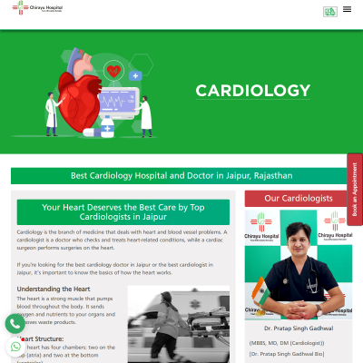 Screenshot of https://www.chirayuhospitaljaipur.com/cardiology-and-cardiothoracic-surgery