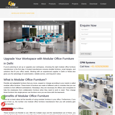 Screenshot of https://www.cpmsystems.in/modular-office-furniture.html