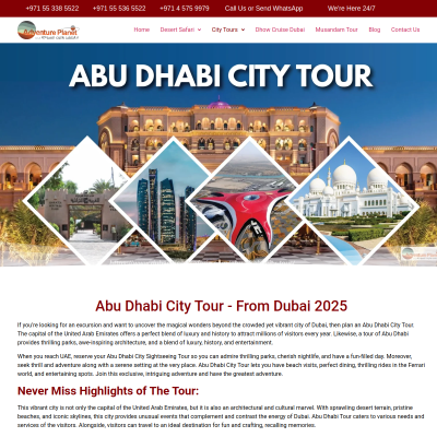 Screenshot of https://www.dubaidesertsafaris.com/abu-dhabi-city-tour/