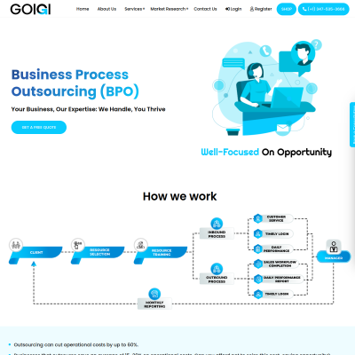 Screenshot of https://www.goigi.com/business-process-outsourcing