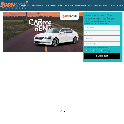 Screenshot of https://www.harivanshtours.com