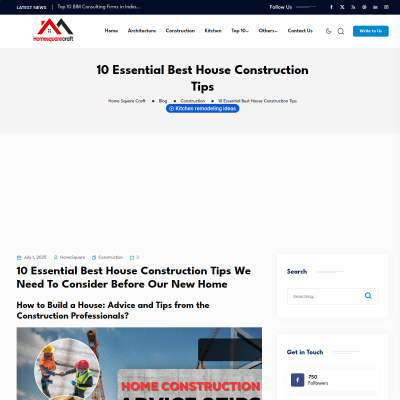 Screenshot of https://www.homesquarecraft.com/best-house-construction-tips/