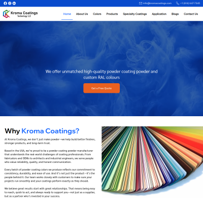 Screenshot of https://www.kromacoatings.com/