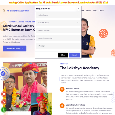 Screenshot of https://www.sainikexamcoaching.com