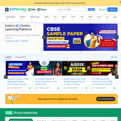 Screenshot of https://www.selfstudys.com