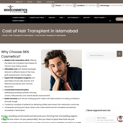 Screenshot of https://www.skncosmetics.com/hair-transplant-islamabad/cost-of-hair-transplant/