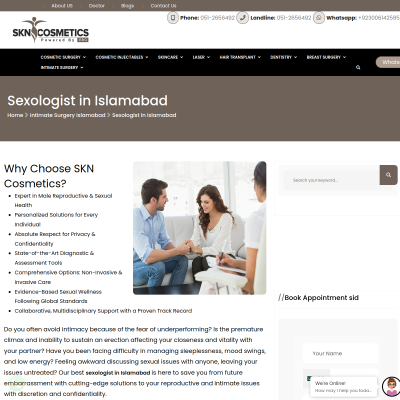 Screenshot of https://www.skncosmetics.com/intimate-surgery/sexologist-in-islamabad/