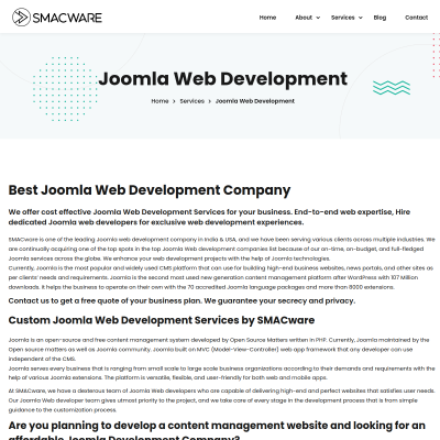 Screenshot of https://www.smacware.com/services/joomla-web-development/