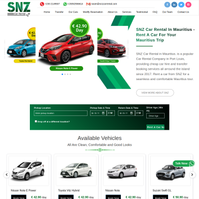 Screenshot of https://www.snzcarrental.com/