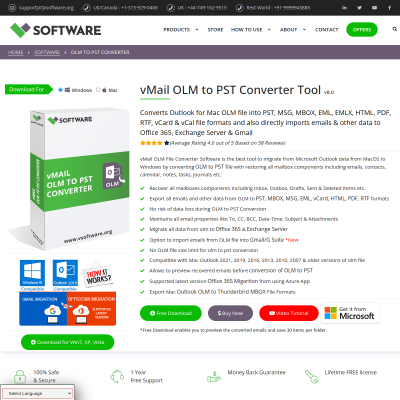 Screenshot of https://www.vsoftware.org/olm-to-pst-converter.html