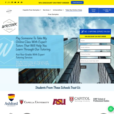 Screenshot of https://www.writinkservices.com/take-my-online-class/